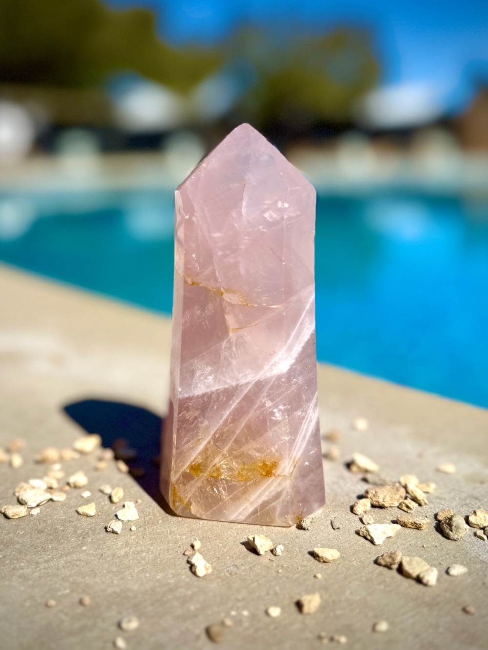 Bahia Brazilian Rose Quartz Tower/Baby Pink Pointed Standing Crystal